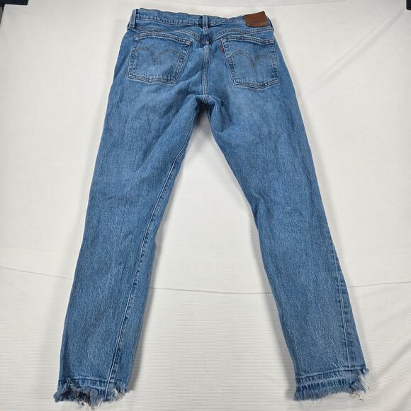 Levi's Premium High Rise Button Fly 501 Skinny Fit Distressed Hem Jeans Size 31 - Picture 8 of 8